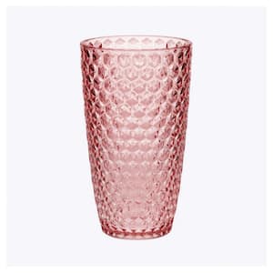 Set of 4 19 oz. Diamond Cut Pink Premium Quality Unbreakable Stemless Acrylic Drinking Glasses