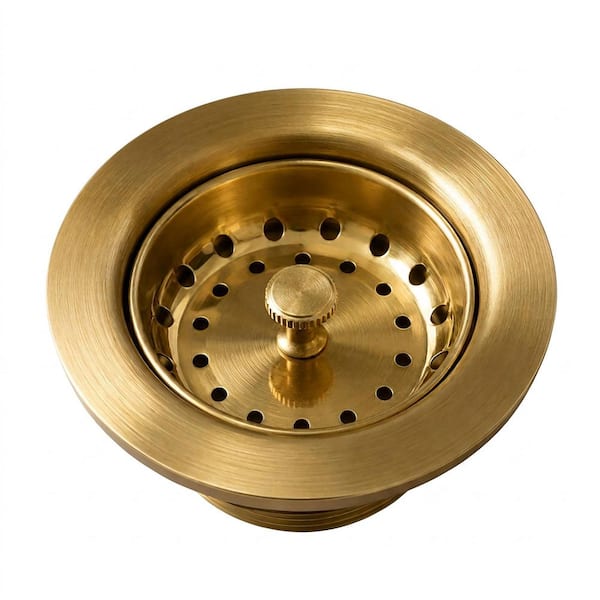 3-1/2 in. Drop-In Kitchen or Bar Sink Basket Strainer in Brushed Gold
