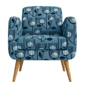 Kingston Blue Modern Tulip Print Mid Century Modern Arm Chair