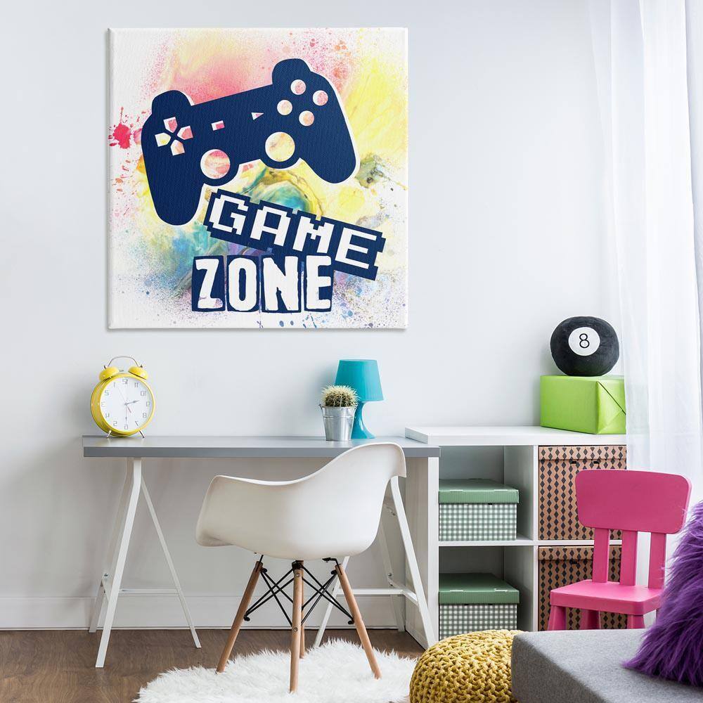 Game Zone on Modern Splatter by Marcus Prime Unframed Typography Graphic Art Print 36 in. x 36 in.