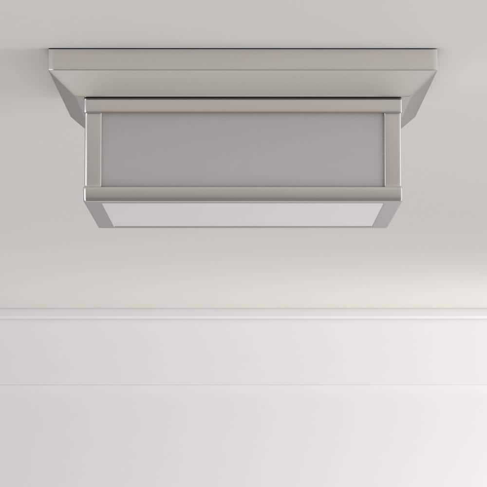 Elegant Polished Nickel Flush Mount Ceiling Light with White Glass