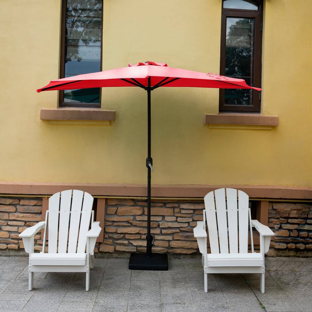 Ruby Red 9ft Half Round Outdoor Patio Umbrella with Crank