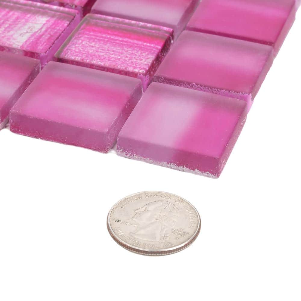 Nirvana Pink Polished Glass Mosaic Tile 12" x 12"