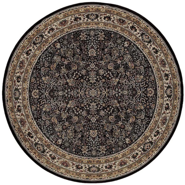7 ft. x 10 ft. Ivory, Black, Tan Medallion Washable Area Rug
