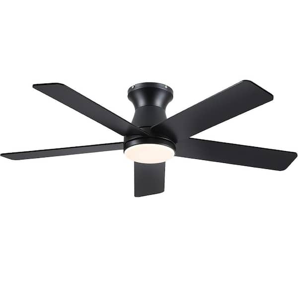Kviflon 46 in. Indoor/Outdoor Modern Black Ceiling Fan with Dimmable LED 3 color Light and Remote/APP Control