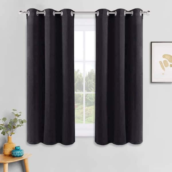 Pro Space Solid Blackout Grommet Top Curtains Thermal Insulated for Bedroom Living Room, 2 Panels, 52 in. W x 84 in. L, Black