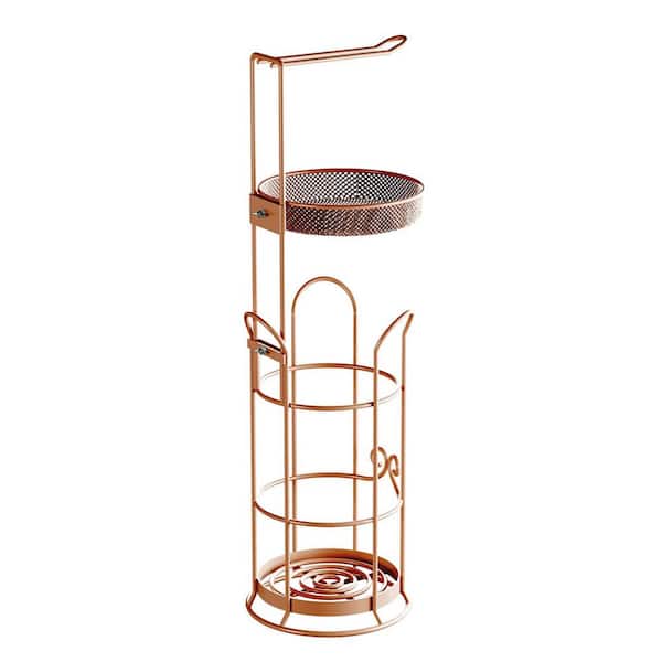 Cubilan Freestanding No Post Toilet Paper Holder Roll Storage Rack with Dispenser and Raised Base in Brown