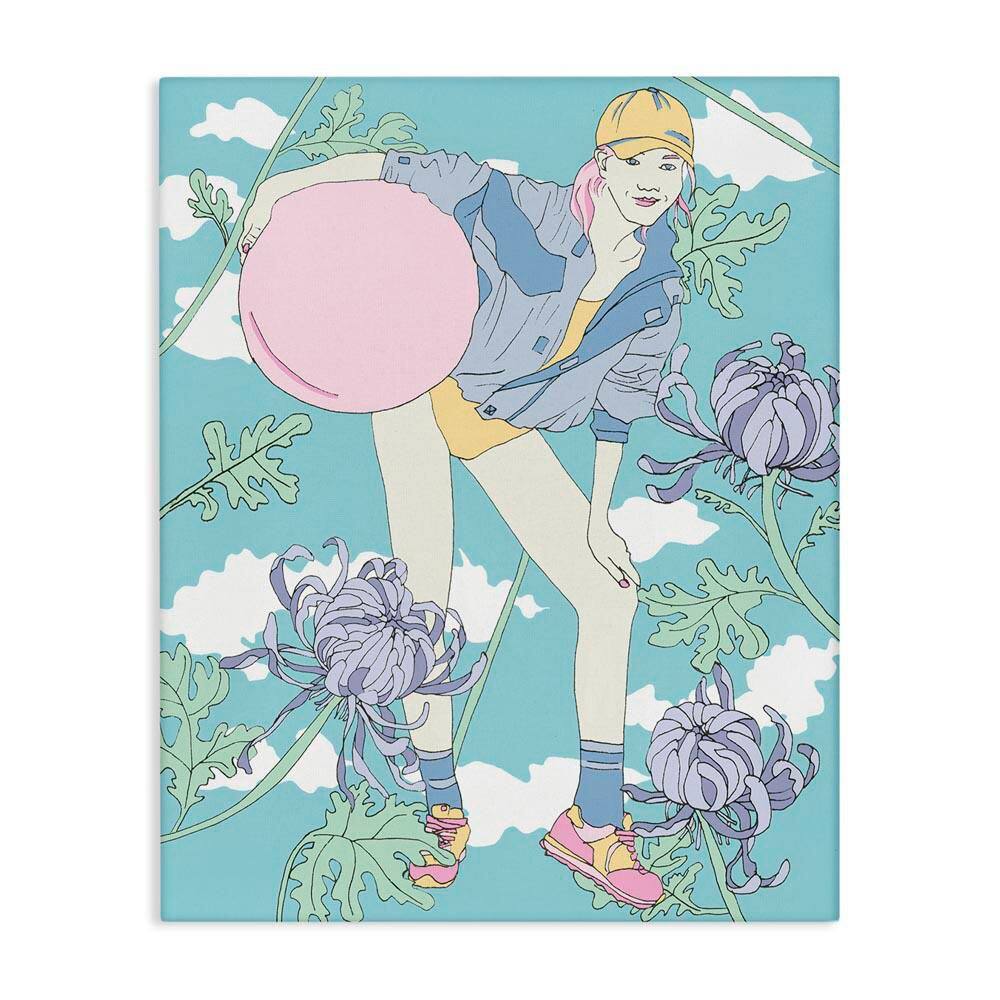 Pastel Exercise Ball Girl by Melissa Wang Unframed People Graphic Art Print 40 in. x 30 in. price history on PriceWatchPro