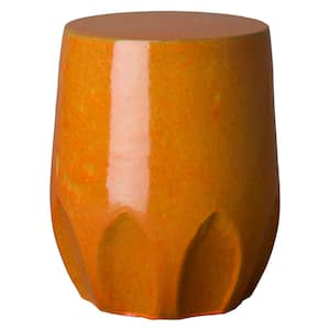 22 in. Calyx Bright Orange Ceramic Outdoor Garden Stool