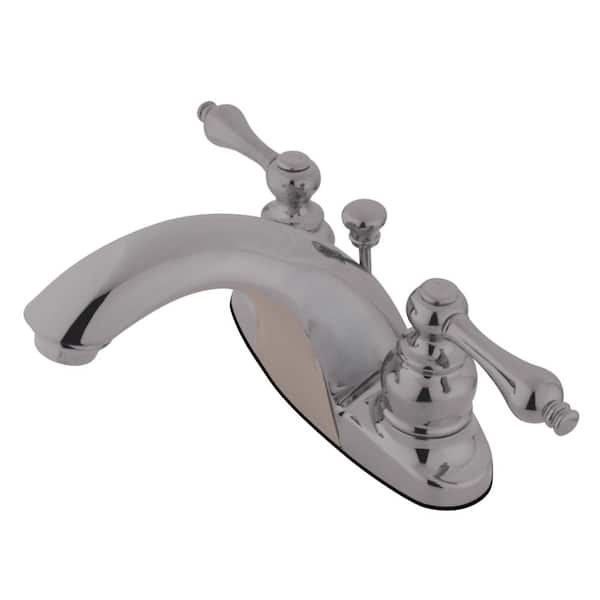 Kingston Brass English Country 4 in. Centerset Double Handle Bathroom Faucet in Brushed Nickel