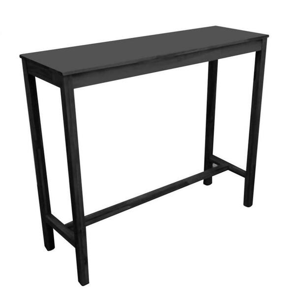 cozyman 45 in. Black Outdoor Bar Table Acacia Wood Outdoor Dining Table