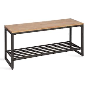 Samuels Rustic Brown Bench with Storage Shelf 20 in. x 42 in. x 14 in.