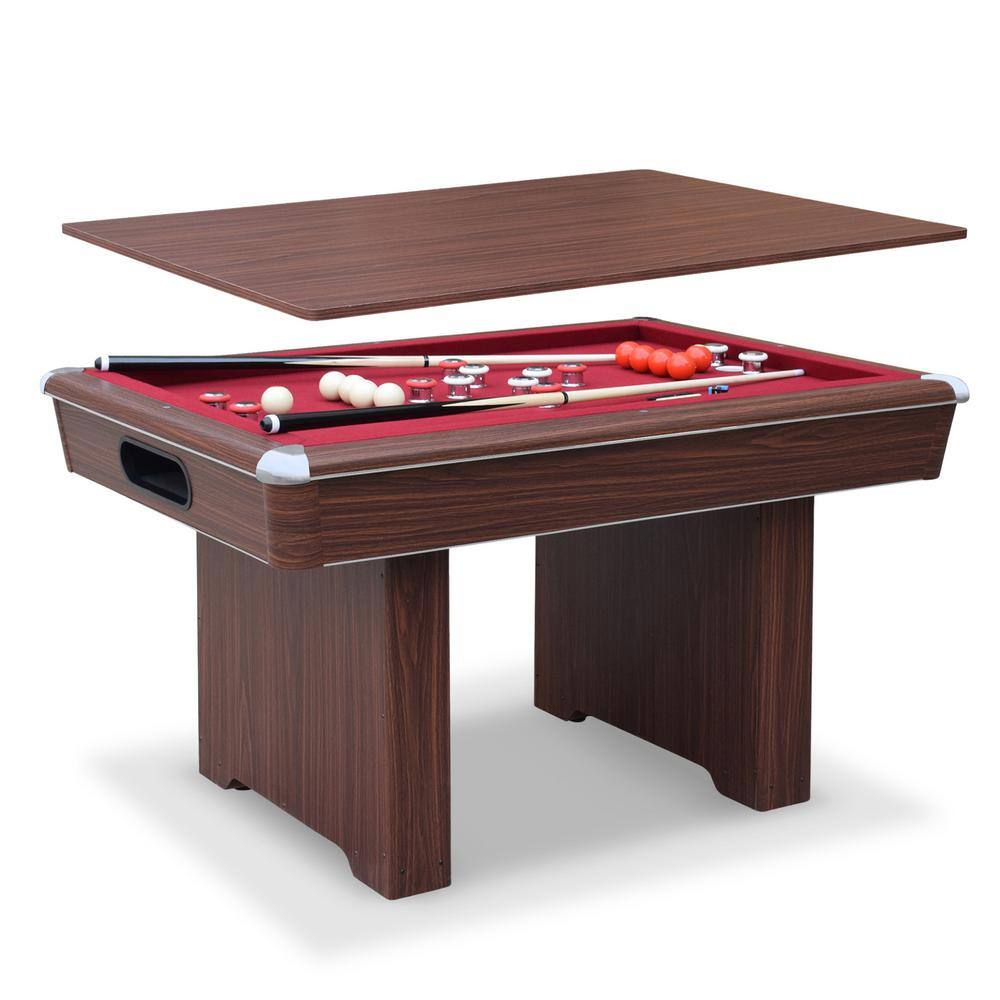 Renegade II 54" Walnut Finish Bumper Pool Table with Red Felt