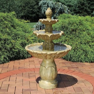 3-Tier Polyresin Classic Tulip Outdoor Garden Tiered Water Fountain