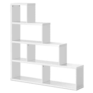 61 in. White 4-Layer Bookcase Corner Storage Rack Freestanding Display Bookshelf