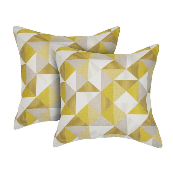 Astella Ruskin Yellow Square Accent Outdoor Throw Pillow (Set of 2)