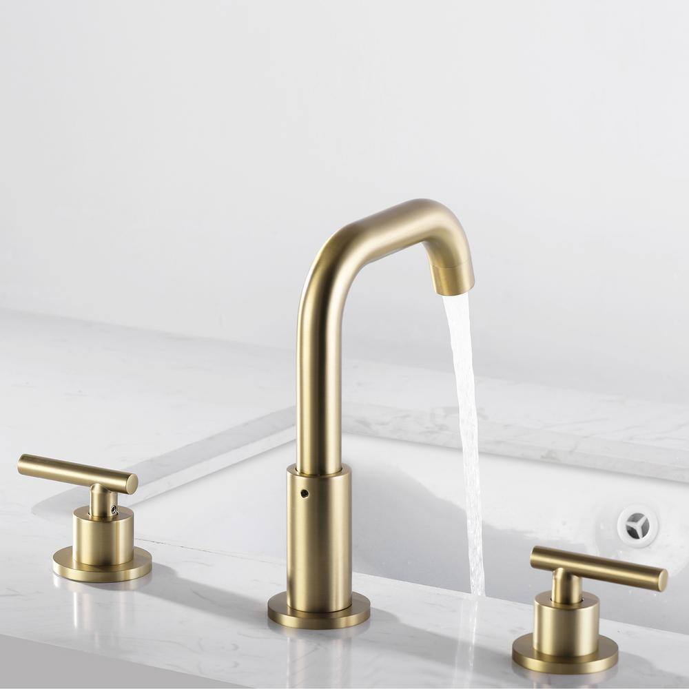 Brushed Gold Solid Brass Widespread Bathroom Faucet