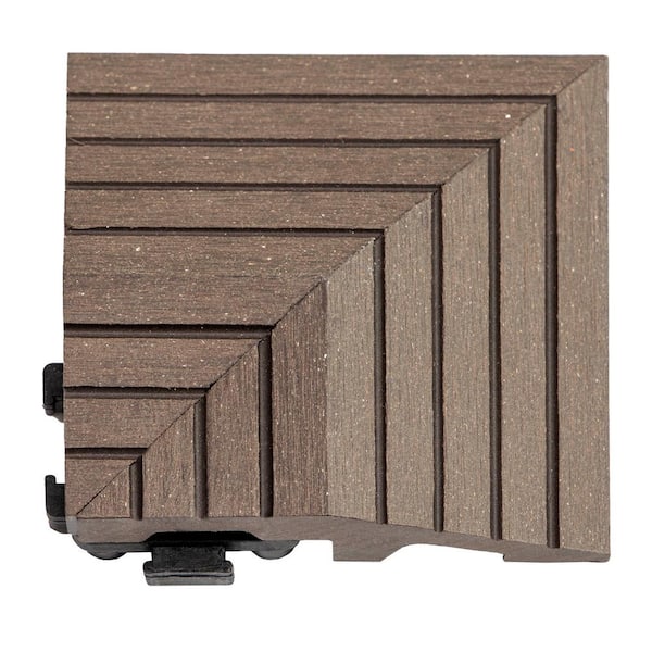 CREATIVE SURFACES 3 in. x 3 in. Composite Deck Tile Corner Trim in Cypress (4-Pieces Per Box)