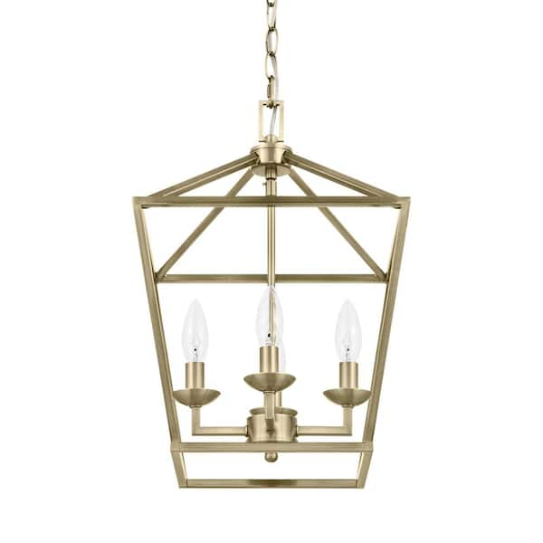 Home Decorators Collection Weyburn 4-Light Brushed Brass Farmhouse Chandelier  Light Fixture with Caged Metal Shade 46201 BB - The Home Depot