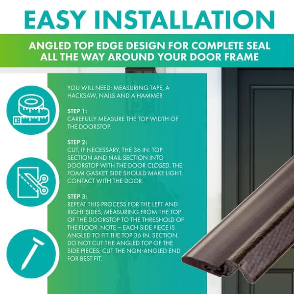 Windjammer Foam 1-3/8 in. x 84 in. Brown PVC Door Weatherstrip with Premium Foam & Nail-Up, Pack of 12