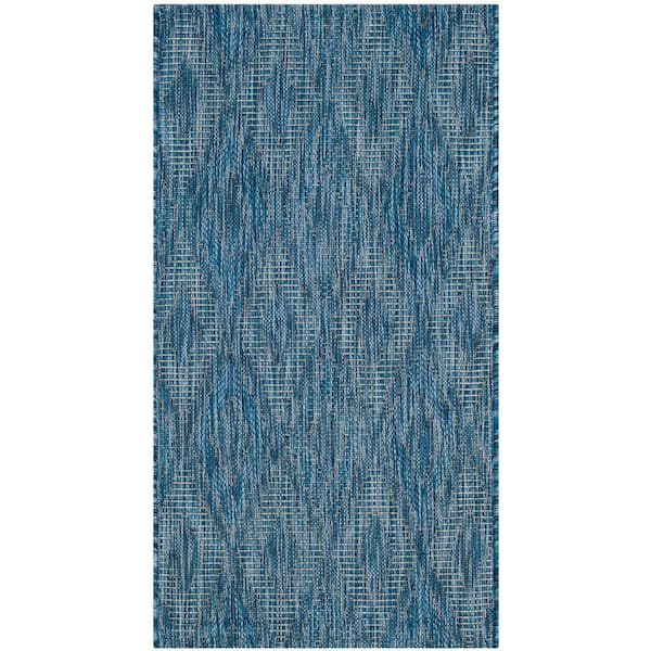 SAFAVIEH Courtyard Navy Doormat 2 ft. x 4 ft. Solid Indoor/Outdoor Patio Area Rug