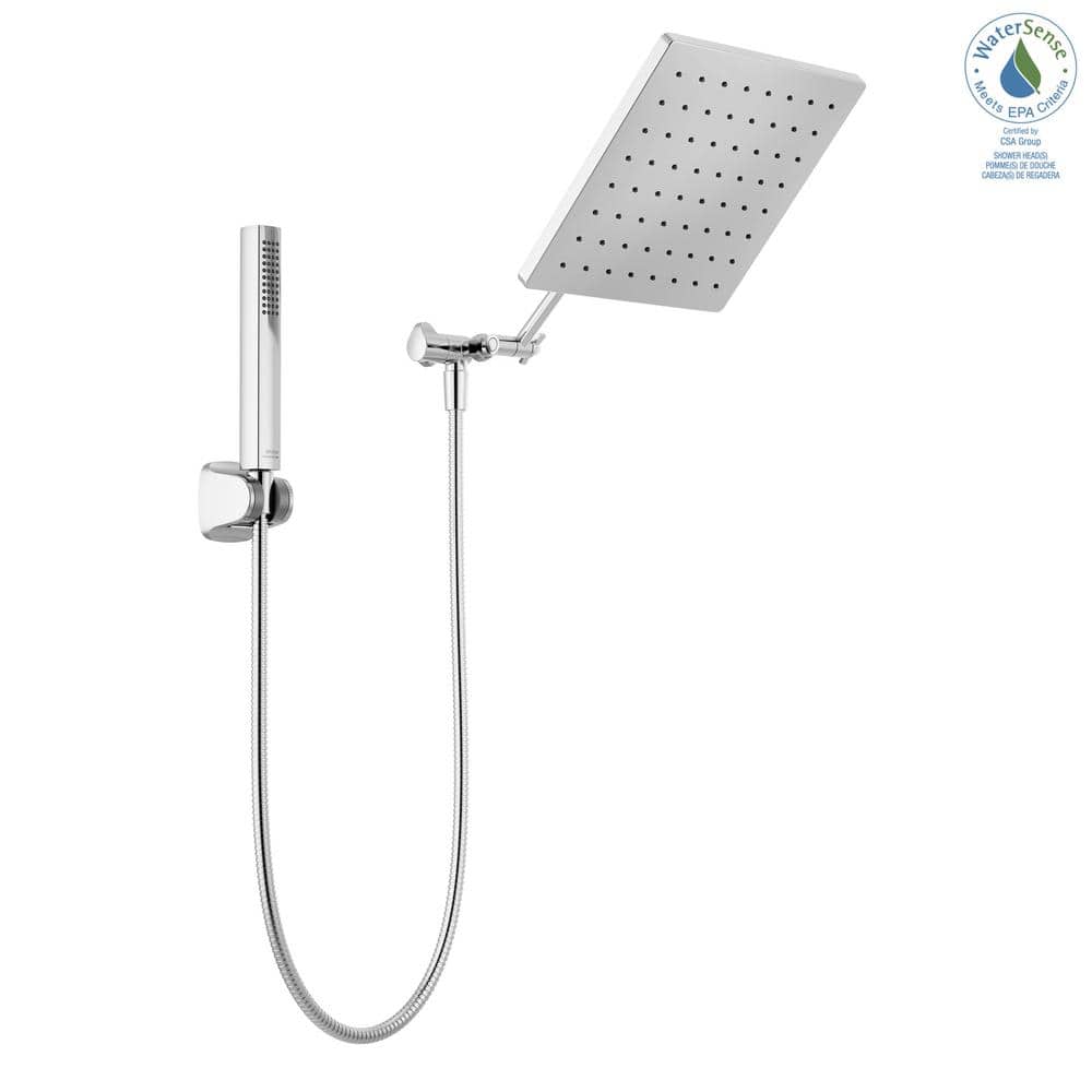 Chrome 10-inch Square Raincan Shower Head and Handheld Combo