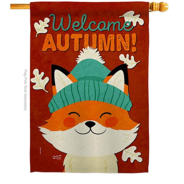 Angeleno Heritage MADE AND DESIGNED LOS ANGELES CALIFORNIA 28 in. x 40 in. Autumn Foxy Fall House Flag Double-Sided Decorative Vertical Flags