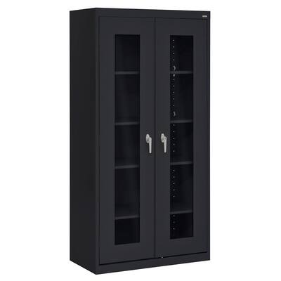 Black 72 in. H x 36 in. W x 18 in. D Freestanding Steel Cabinet with File Drawer