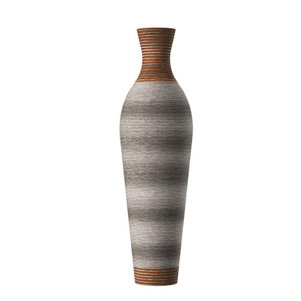 39.4 in. Tall Designer Floor Vase with Gray Finishes-Ideal for Living Room, Bedroom, Entryway Decor