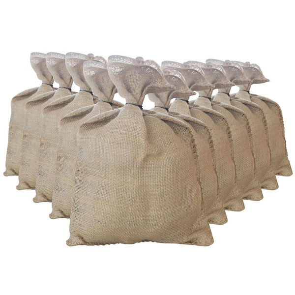 Wellco 35.5 in. x 23.7 in. Burlap Sand Bags for Flood Water Barrier, Tent Sandbags, Erosion Control-Sand Not Included (10-Pack)