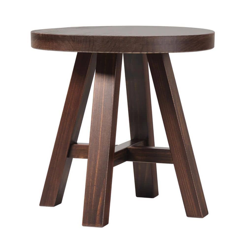 Colt 18 in. Espresso Rustic Round Solid Wood End Table with 4 Legs - thumbnail 2