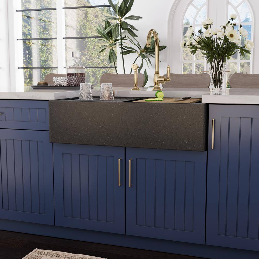 33" Dark Brown Stainless Steel Farmhouse Drop-In Kitchen Sink