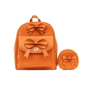 ACADIA 10.5 in. Orange Top Grain Cowhide Leather Mini Bow Backpack