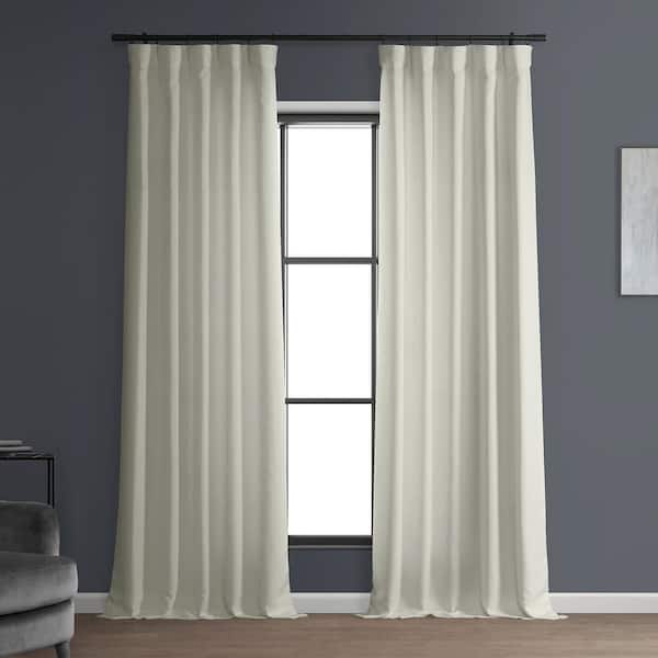 Exclusive Fabrics & Furnishings Magnolia Off White Italian Faux Linen Room Darkening Curtain - 50 in. W x 108 in. L (1 Panel)