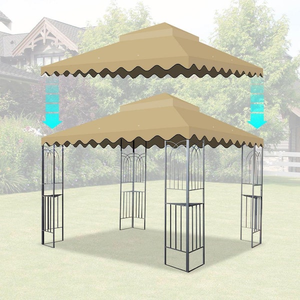 Khaki 10 x 10 ft. Outdoor Patio Gazebo Replacement Canopy, Water