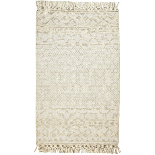 HomeRoots Ivory Geometric 2 ft. x 8 ft. Area Rug