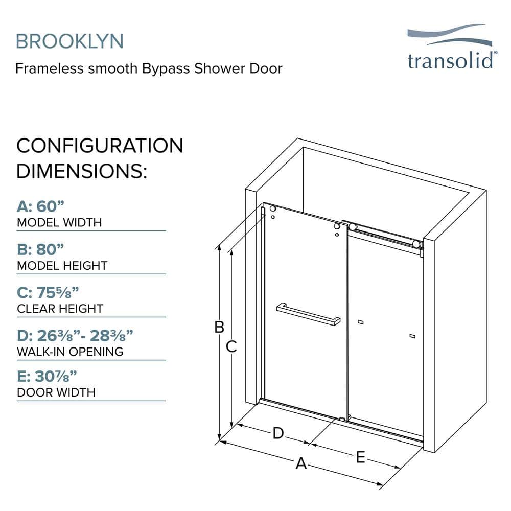 Brooklyn 60" Gold Frameless Double Sliding Shower Door with Clear Glass