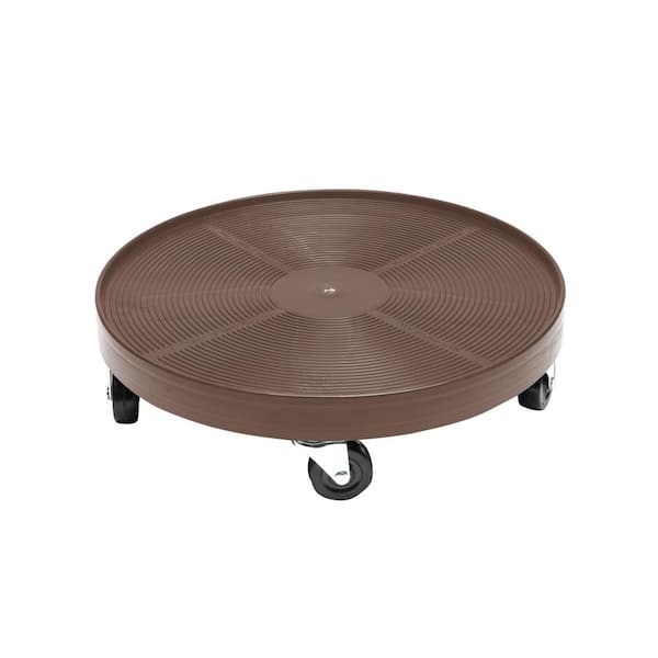 Devault Enterprises 16 in. Espresso Round HDPE Plant Dolly/Caddy without Hole