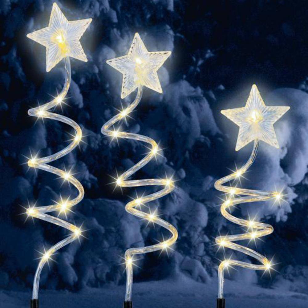 LumaBase Battery Operated Spiral Shooting Star Lawn Lights (set of 3)