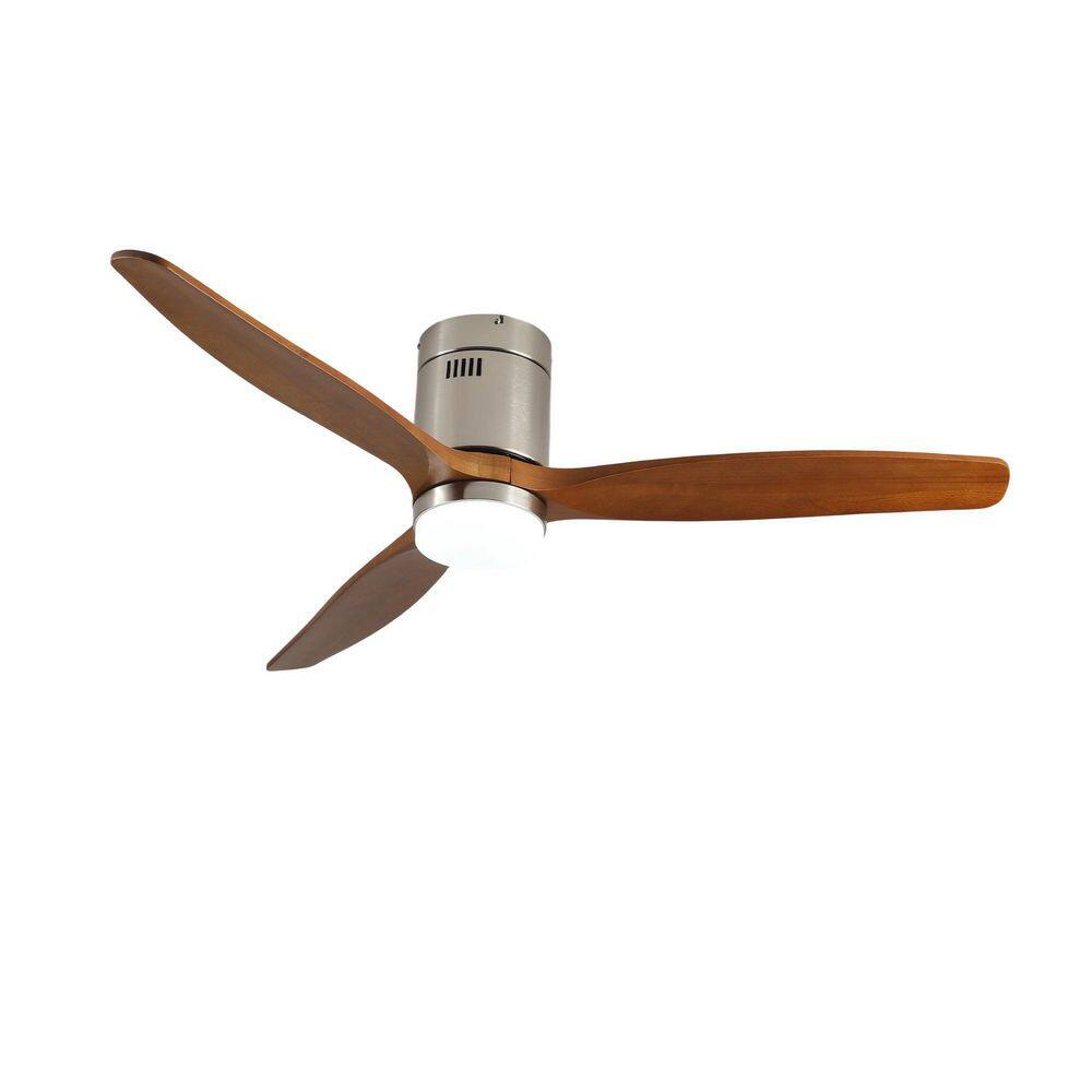 52 in. Indoor Nickel Flush Mount Standard Ceiling Fan with Light and Remote, Wood Blades, Noiseless DC Motor price history on PriceWatchPro