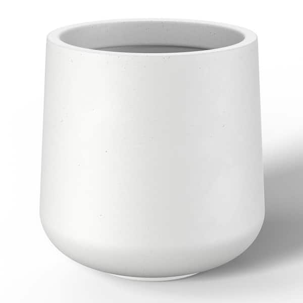 Lightweight 15.5in. x 17.5in. Crisp White Extra Large Tall Round Concrete Plant Pot / Planter for Indoor & Outdoor