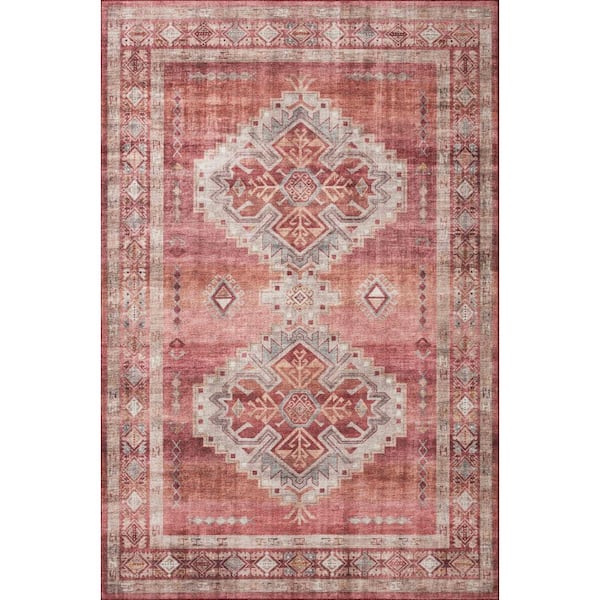 Heidi Sunset/Natural 6 ft. x 6 ft. Round Southwestern Printed Area Rug