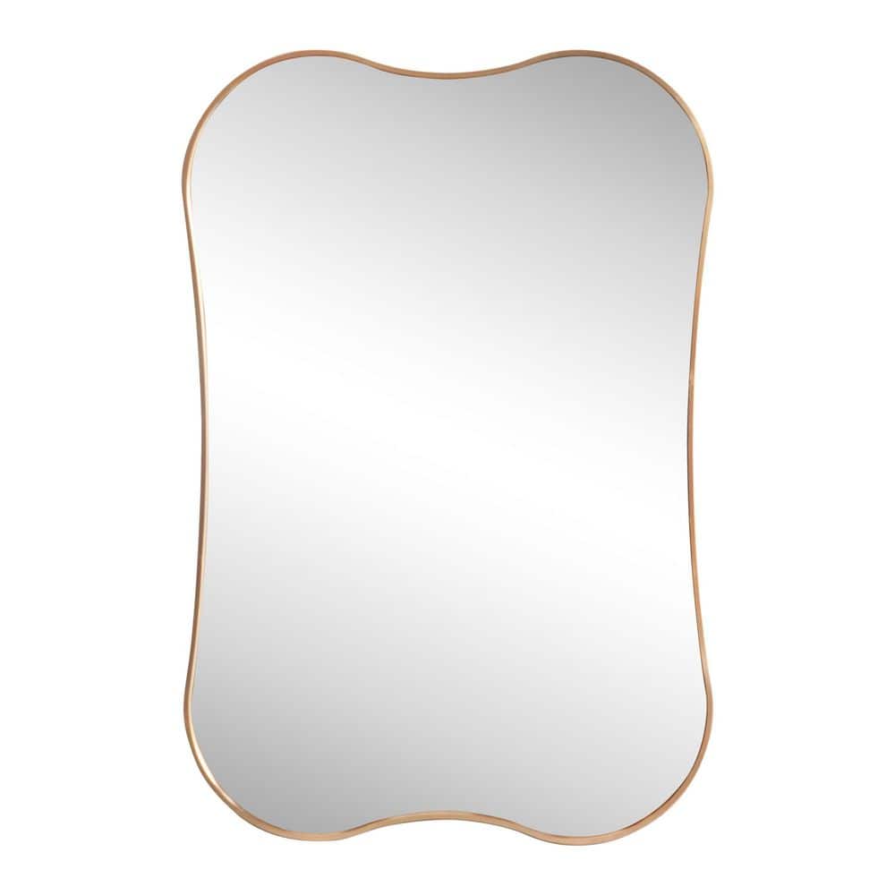 Calico 24 in. W x 36 in. H Medium Irregular Scallop Aluminum Alloy Framed Wall Mounted Mirror, Gold price history on PriceWatchPro
