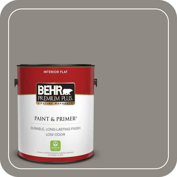 BEHR PREMIUM PLUS 1 gal. #BXC-55 Concrete Sidewalk Flat Low Odor Interior Paint & Primer