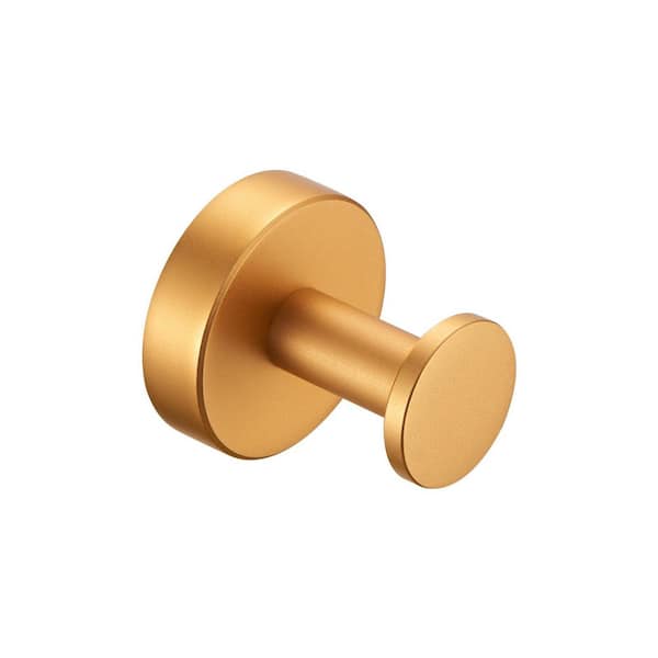 2 Pack Round Base Wall Mounted Knob Robe/Towel Hook in Brushed Gold