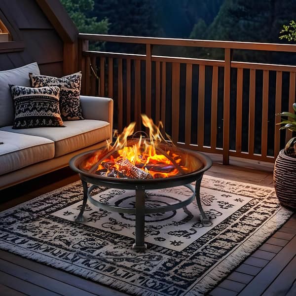 30in W Outdoor Wood Burning Fire Pit-Durable Pits for Outside-Small Fire Pit for Backyard