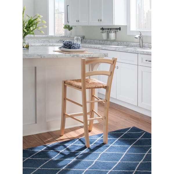 Kirsten 24.5 in. Natural Ladder Back Wood Counter Stool with Rush Seat Set of 2