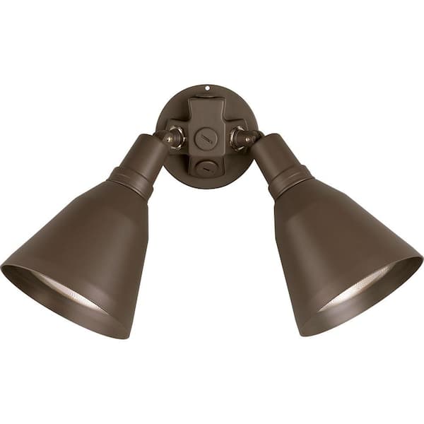 Progress Lighting 2-Light Adjustable Swivel Antique Bronze Flood Light Par Lampholder Outdoor Wall Light with Cover