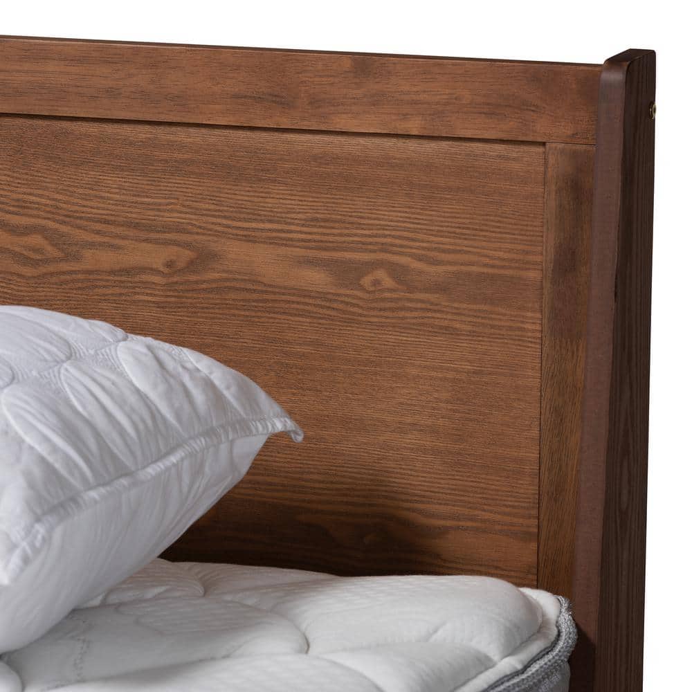 Macayle Walnut Wood Queen Platform Bed with Headboard