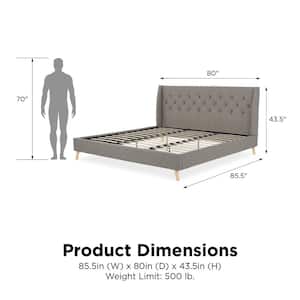 Her Majesty Gray Linen King Bed Frame
